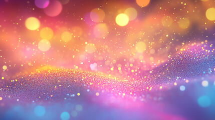 Wall Mural - golden abstract background with rainbow light and sparkling bokeh
