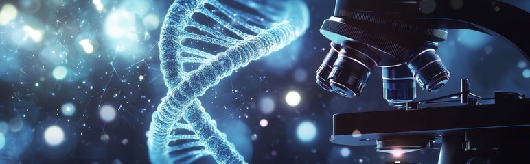 Leinwandbilder - Structure of DNA molecule. Genetic research and biotech science concept. Research of genetic biotechnology based on chromosome DNA in the human genome.