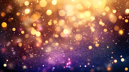 Wall Mural - golden abstract background with rainbow light and sparkling bokeh