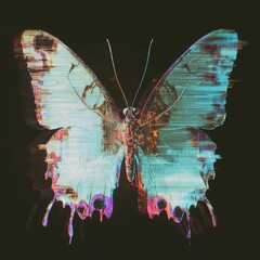 Aufkleber - An abstract background with particles, lines, and dots featuring a butterfly