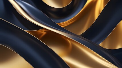 Aufkleber - Gold and navy blue waves abstract luxury background for copy space text. Golden colors curve the backdrop. Modern technology futuristic background striped lines.