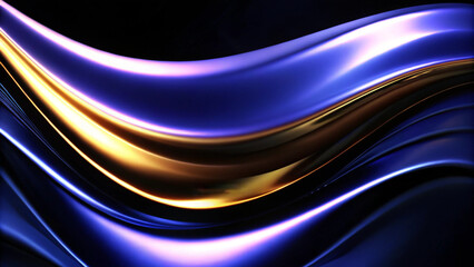 Aufkleber - Gold and navy blue waves abstract luxury background for copy space text. Golden colors curve the backdrop. Modern technology futuristic background striped lines.