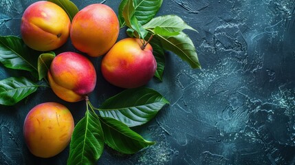 A background of ripe nectarines . Autumn wallpaper with exotic southern fruits. Nectarine on the table