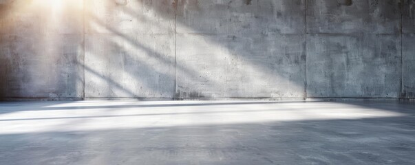 Fototapete - A modern concrete wall with light rays creating dynamic shadows, ideal for backgrounds and design projects.