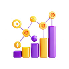 Aufkleber - This image features a colorful 3D representation of data visualization with charts and various icons, showcasing numerical information intuitively.