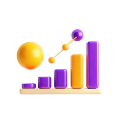 Aufkleber - A colorful 3D graphical representation of a bar chart with vibrant elements. Perfect for illustrating data analysis or growth metrics.