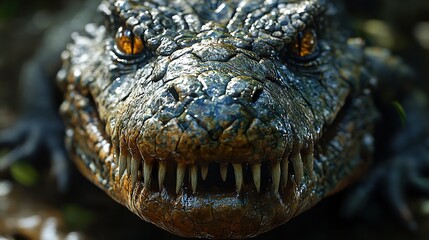 Canvas Print - Close Up of a Crocodile's Jaw and Teeth