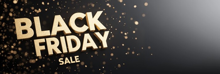 Black Friday Sale. Dark background golden text lettering