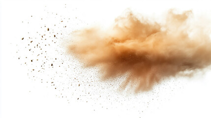 Sand dust cloud , sandstorm , splash
 Dynamic cloud of colorful dust rising against a white background during an artistic performance