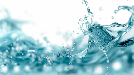 Poster - Gentle waves of clear water undulate, sending droplets soaring in an artistic display, creating an abstract yet calming backdrop that invites tranquility