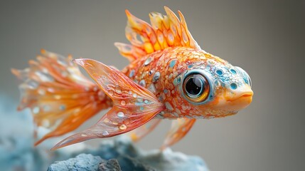 Wall Mural - Closeup of a Colorful Glass Goldfish Sculpture