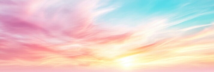 Wall Mural - purple, yellow, blue gradient sky with cloud background