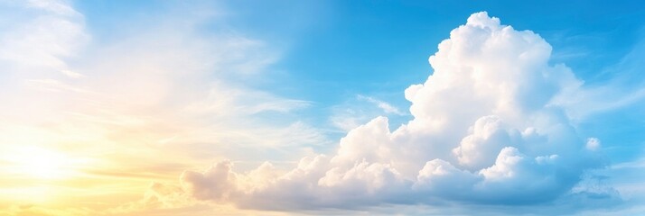 Wall Mural - fluffy white cloud on sunny blue sky