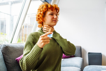 portrait of a young woman with a cold