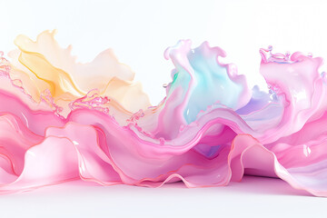 Poster - Vivid waves of pastel colors intertwine beautifully in a fluid design, creating a serene backdrop ideal for adding a touch of creativity to any space