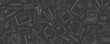 © Anna - linear doodle horizontal background with stationery and stuff for school and education. doodles for website poster backdrop wallpaper background banner package wrapping