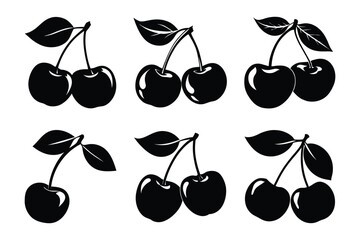 cherry silhouette design in vector style with a white background