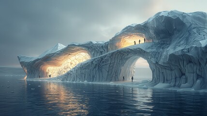 Sticker - Ethereal Ice Architecture in Arctic Landscape