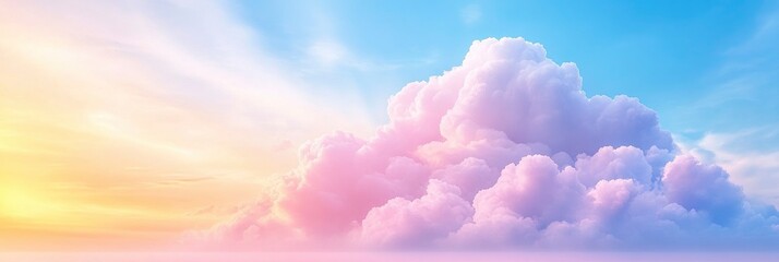 Wall Mural - fluffy white cloud on sunny blue sky