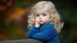 © missisya - Adorable Little Girl With Blonde Hair And Blue Eyes Looking Pensively