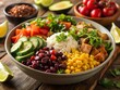 © Danicha - Delicious Chipotle Burrito Bowl with Fresh Ingredients and Flavorful Toppings Ready to Enjoy