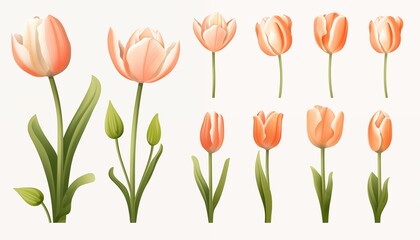 Canvas Print - set of tulips