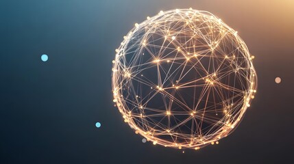 Poster - Illuminated Sphere with Interconnected Lines and Glowing Points