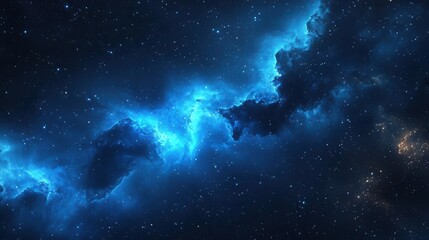 Wall Mural - majestic blue nebula and starry sky aweinspiring cosmic wonder digital art background