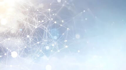 Poster - Abstract Background with White Geometric Lines and Circles on a Light Blue Gradient