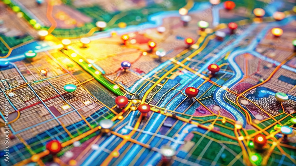 StockIllustration „Detailed Map of New York City Showing Traffic