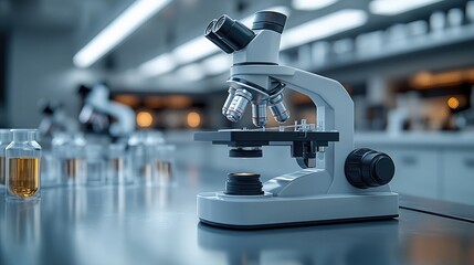 Laboratory Scene with Microscopes and Test Tubes for Educational Purposes