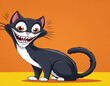 © ProTechin Design - ai generation A cartoon-style Halloween scare cat standing in the center of the image 03