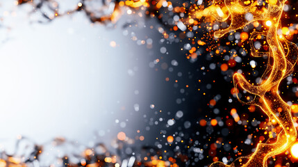 Poster - This vibrant abstract wallpaper showcases dynamic orange swirls and sparkling effects set against a dark background, enhancing any digital space with energy and style