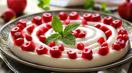 Wall Mural - Pomegranate and Cream Dessert