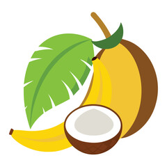 Coconut and banana vector