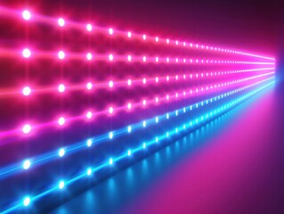 Poster - Vibrant LED light beams in pink and blue create a dynamic and futuristic atmosphere, perfect for creative projects and designs.