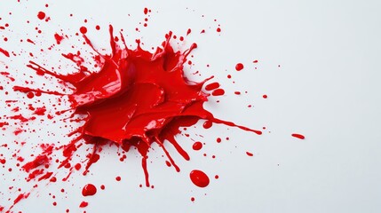 Poster - Vibrant red paint splash on a white surface, showcasing dynamic motion and artistic expression. Perfect for creative projects.