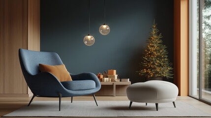 Wall Mural - Cozy Living Room with Christmas Tree and Gifts