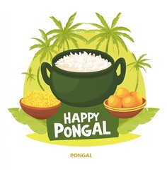 Happy Pongal Holiday of Tamil Nadu South India.illustration