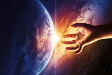 the creation of the universe by god as described in the book of genesis: god swept over the waters a