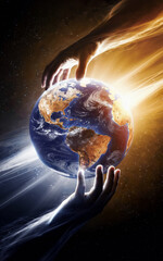 Wall Mural - In the Book of Genesis, God's Act of Creating the Universe Begins with His Spirit Sweeping Over the Waters and Commanding, 'Let There Be Light,' Bringing Light into the World