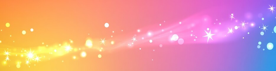 Poster - A vibrant gradient background with sparkling lights and bokeh effects.