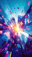 Canvas Print - Futuristic urban vortex with glowing neon elements for creative design inspiration.