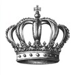 © Halina - Black and white hand drawn illustration of an ornate royal crown with detailed embellishments and cross accent