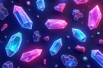 Poster - Vibrant crystal patterns with neon colors for unique design inspiration.