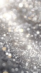 Wall Mural - Dazzling Silver Background with Sparkling Bokeh and Bright Center for Text