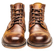 © nsit0108 - Rugged and ready, a pair of brown leather working boots stand ready for action