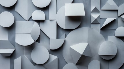 Poster - An abstract background features gray geometric shapes, creating a modern, minimalist composition.