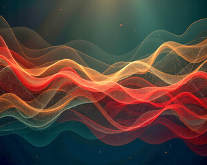 Wall Mural - black yellow red and green wave elements abstract background
