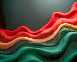 Wall Mural - black yellow red and green wave elements abstract background